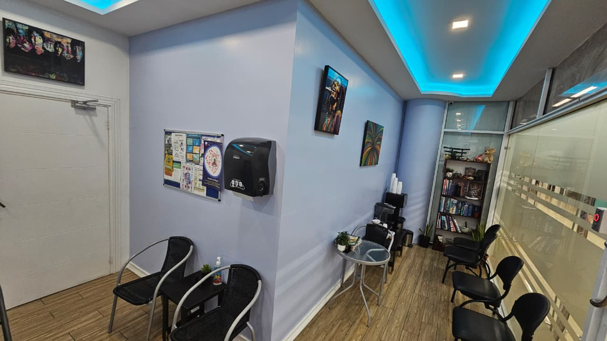 Comfortable patient lounge at Waves Medical Centre